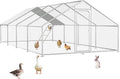 Large Metal Chicken Coop Run with Roosting Perch– Outdoor Waterproof & UV-Resistant Cover for Chickens, Ducks, Rabbits, and Hens in Yard or Farm Use Spire Roof(13.1'Wx26.2'Lx 6.5'H)