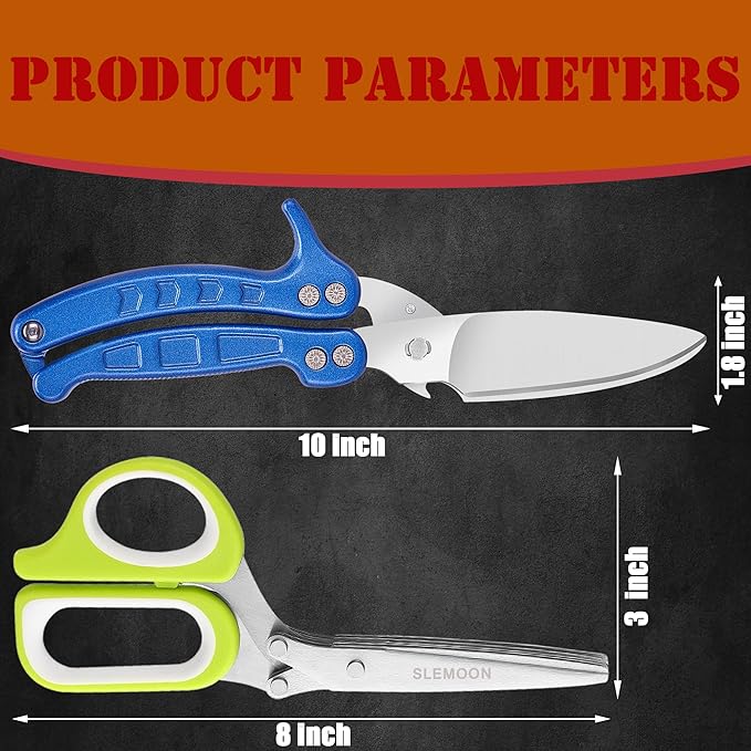 Heavy Duty Poultry Shears Kitchen for Chicken Meat,Multipurpose Kitchen Shears for Food,Herb Scissors with 5 Blades and Cleaning Comb, Cool Kitchen Gadgets Tools 2024 Green,2pcs set,blue