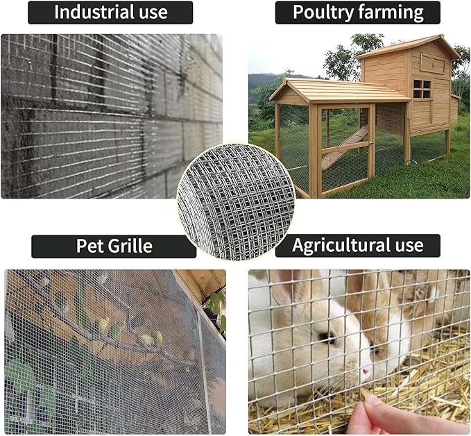 Hardware Cloth 1/4 inch 16" x 10 ft, Galvanized 23 Guage Wire Hardware Mesh, Welded Chicken Wire Fence Fencing Roll for Chicken Coop Wire, Rabbit Cage Wire, Poultry and Animal Cage Netting Screen