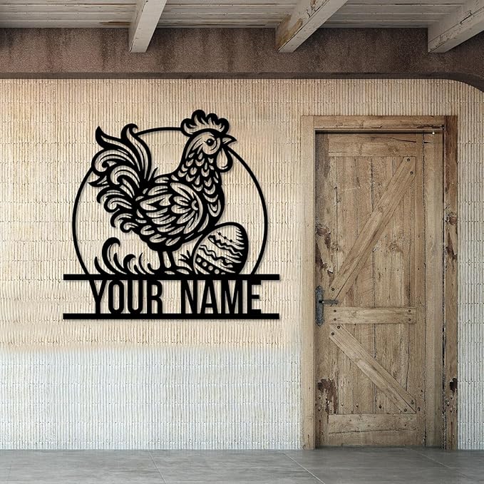 Personalized Chicken Coop Metal Sign,Custom Chicken Farm Metal Wall Art,Personalized Chicken MetalSign, Metal Chicken Farmhouse Sign,Hen House Sign, Funny Chicken Farm Decor (Style D)