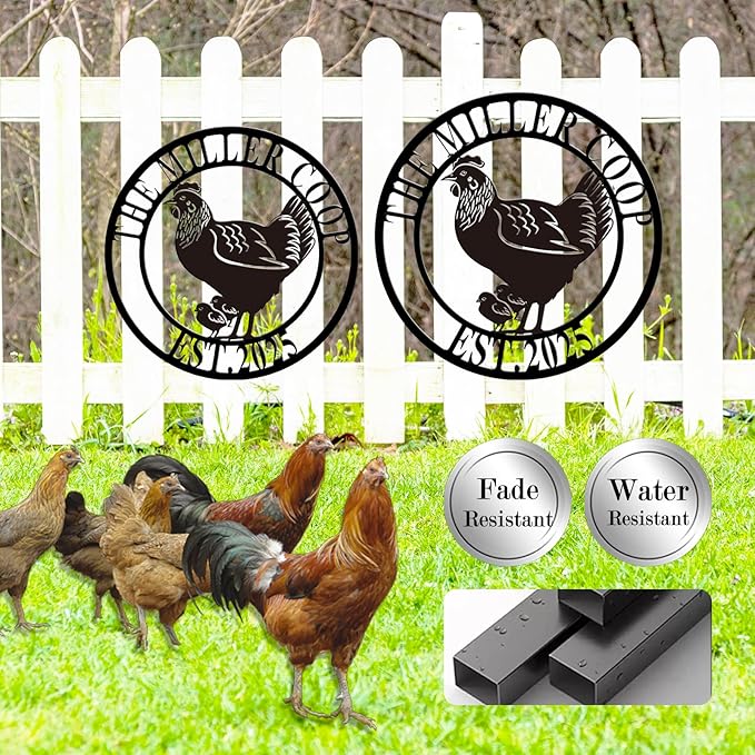 Custom Chicken Coop Metal Sign, Personalized Farmhouse Wall Decor, Vintage Fluffy Butt Hut Decor, Custom Name Sign for Farm, Gifts for Chicken Lovers