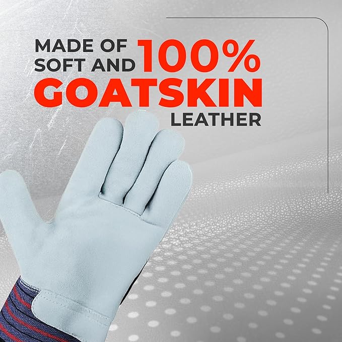 Daniel Smart Men & Women Goatskin Working Glove Lightweight Leather Safety Gloves for construction, gardening outdoor Work