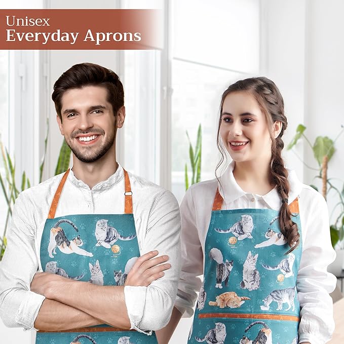 Maison d' Hermine 100% Cotton Apron for women with Pocket Kitchen Chef Apron for Men Cooking Easter Decorations