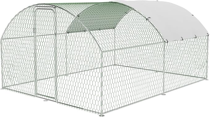 Large Metal Chicken Coop, Outdoor Chicken Runs for Yard with Cover,Large Chicken Run with Upgrade Tri-Supporting,Waterproof and UV-Resistant,Walk-in Poultry Cage for Farm Yard(9.8'l x 13.1'w x 6.6'h)