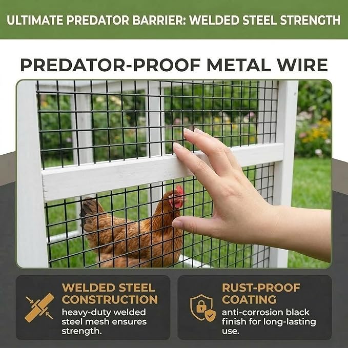 Predator-Proof Large Chicken Coop with Run for 6-10 Chickens | 150" Extra Large Wooden Hen House & Walk in Chicken Coop | Outdoor Duck Coop, Poultry Cage & Nesting Boxes | Jaulas para Gallinas