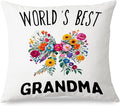 World's Best Grandma Pillow Covers 18x18, Best Grandma Gifts for Birthday Mother's Day from Grandkids, Coquette Colorful Flower Bow Grandmother Throw Pillow Covers for Home Bedroom Living Room