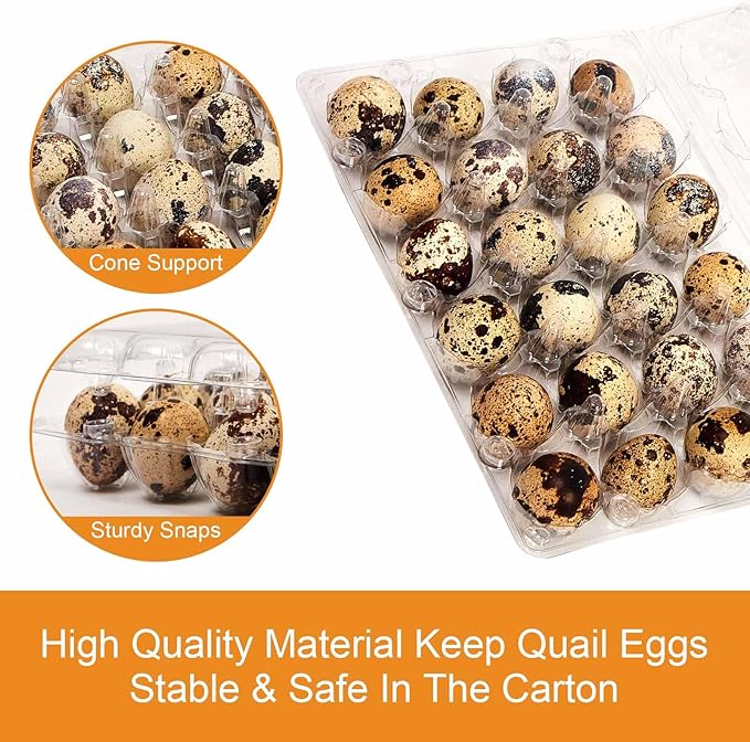 Quail Egg Cartons 90 Pack, 24 Grids Clear Quail Egg Cartons Cheap Bulk, Small Plastic Quail Egg Storage Holders With Lid, Reusable Quail Egg Tray For Farm, Refrigerator, Market Display