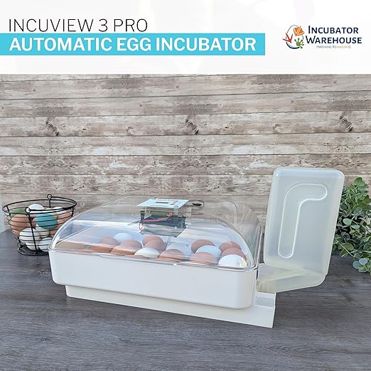 Incubator Warehouse IncuView 3 Pro All-in-One Automatic Egg Incubator with AquaTank - Chick Incubator with Automatic Egg Turner for Hatching Chicken - Goose, Duck, Turkey, Quail, Chicken Incubator