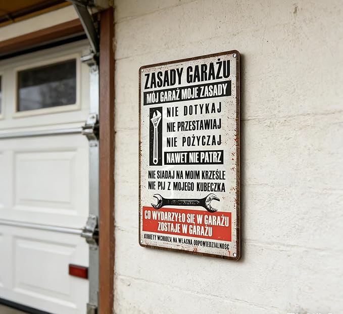 Funny Garage Metal Sign Rustic Farmhouse Wrench Tools Shop Accessories Tin Signs Vintage Man Cave Decor Car Mechanic Poster Aluminum Wall art for Workshop Garage 8x12 Inch