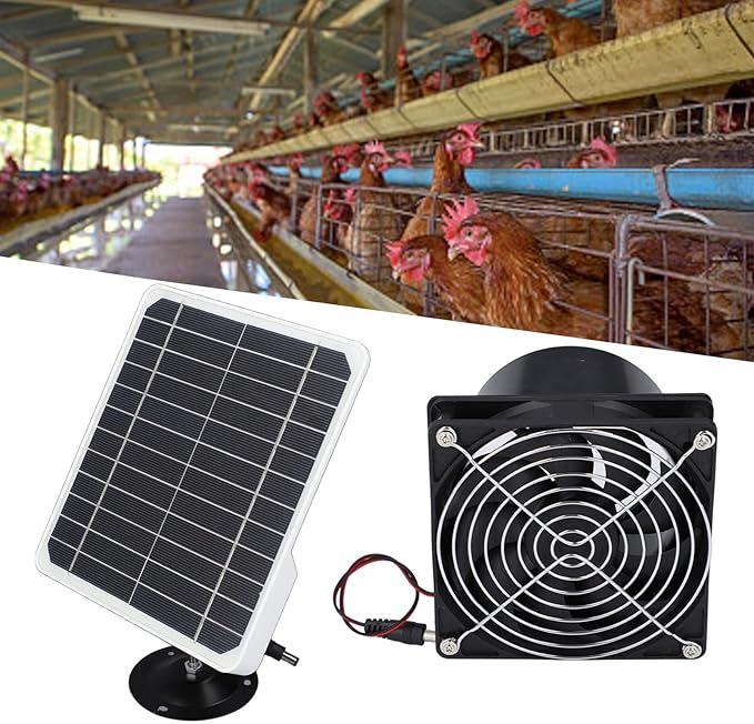 ZJchao 50W Solar Powered Exhaust Fan, 12V Solar Panel with 6.5 Inch Ventilation Fan for Outside Greenhouse Chicken Coop Shed Pet House