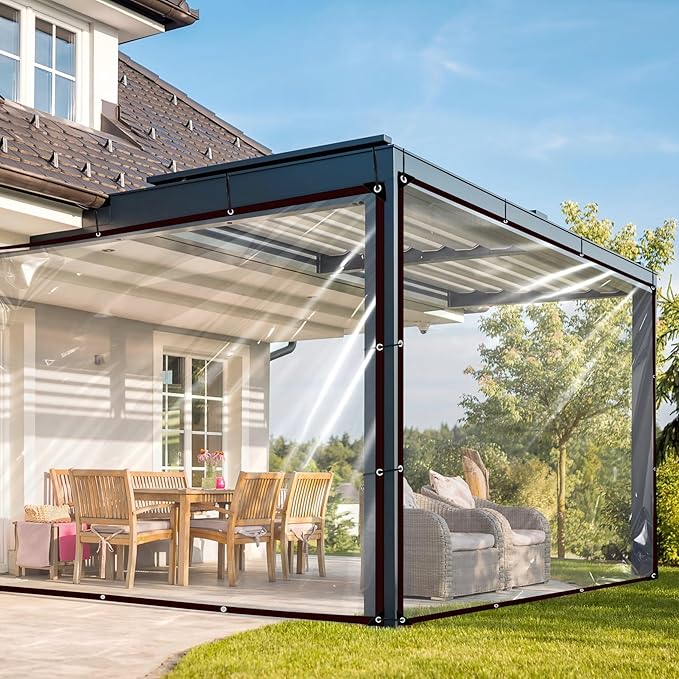 Clear Tarp 4x6 ft - Heavy Duty Waterproof Vinyl with Reinforced Grommets - Transparent Cover for Patio Enclosure, Greenhouse, Chicken Coop, Winter Protection