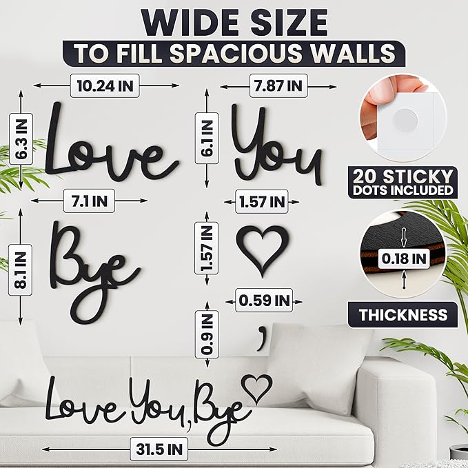 Love You Bye Sign Above Door Decor - 31.5” Wall Sign Door Decorations, Lightweight and Easy to Install Farmhouse Wall Art, Suitable for Hallway and Living Room, Good for Inside and Outside Use