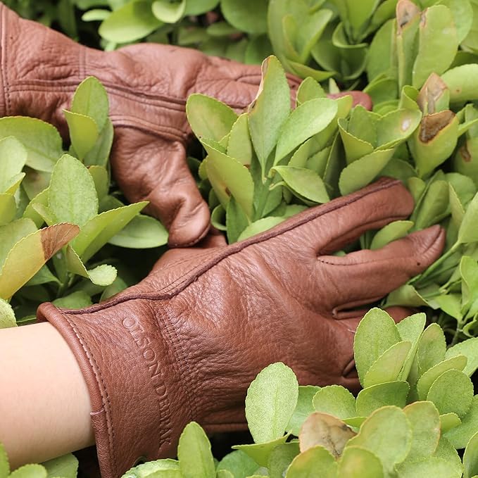Men's Water Resistant Cowhide Leather Work Gloves for Construction,Gardening Gloves,Waterproof Mechanic Gloves