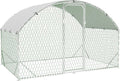 Large Metal Chicken Coop, Walk-in Poultry Cage, Large Chicken Run with Waterproof & Anti-UV Cover, Chicken Coop Run with Lockable Doors for Outdoor, 9.8 x 6.5 x 6.5FT