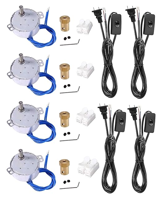 4PCS Synchronous Synchron Motor Turntable Motor Electric Turner Motor for Cup Turner,Cuptisserie,Tumbler Cup Rotator with 7mm Flexible Coupling Lamp Cord 100-127VAC 50/60 Hz 4W CCW/CW (2.5-3RPM)