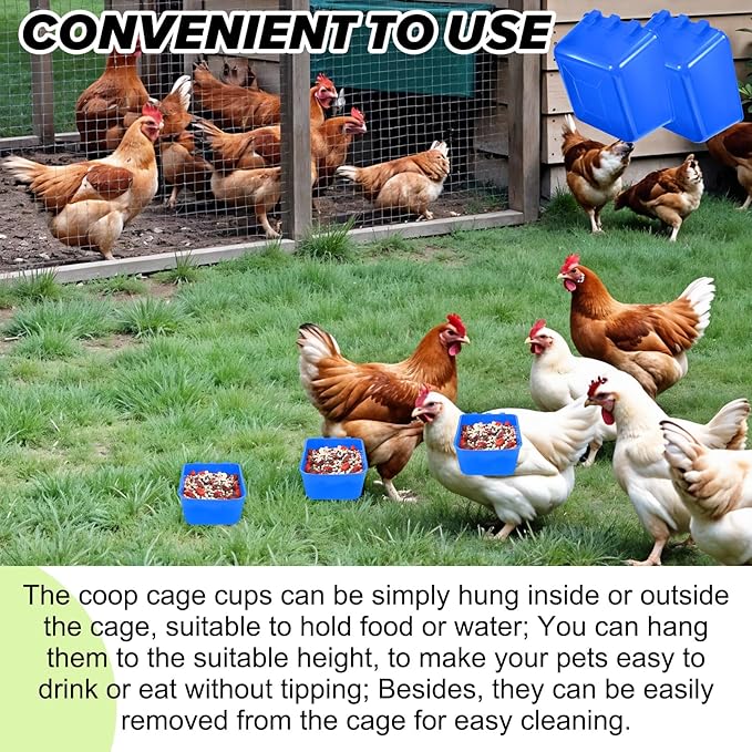 20 Pcs Cage Cups Chicken Feeder Waterer, 16 oz, Hanging Bunny Cage Feeder, Chicken Water Bowl for Pet Parrot, Rooster, Parakeet, Gamefowl, Poultry, Pigeon Wire Cage