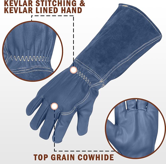 Suse's Kinder Animal Handling Gloves Leather Padding Dog,Cat Scratch,Bird Falcon Gloves Grabbing Reptile Squirrel Snake Bite