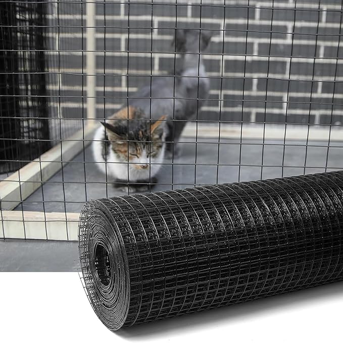 JKGHK Black Chicken Wire Netting, Poultry Hardware Cloth, Home Welded Wire Fence Roll, Metal Chicken Wire Fencing, Heavy Duty Poultry Netting Cage Fence(1.5mx30m(59inx98ft))