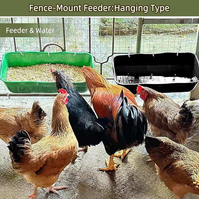 Hanging Goat Feeders,Chicken Feeder Waterer,Large Feed Trough 7.5 Quart 6 Pack,Hanging Fence Feed Trough for Poultry Livestock,Terracotta