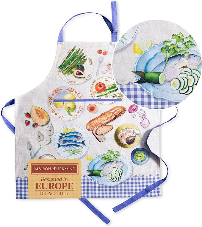 Maison d' Hermine 100% Cotton Apron for women with Pocket Kitchen Chef Apron for Men Cooking Easter Decorations