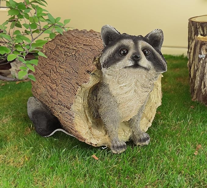 Teaeeno Garden Raccoon Decor Outdoor Animal Statue,Raccoon Decoration Large Lawn Ornament,Garden Animal Rustic Decor,Outdoor Decor Yard Lawn Home Decoration Yard Art,Outdoor Raccoons Gifts