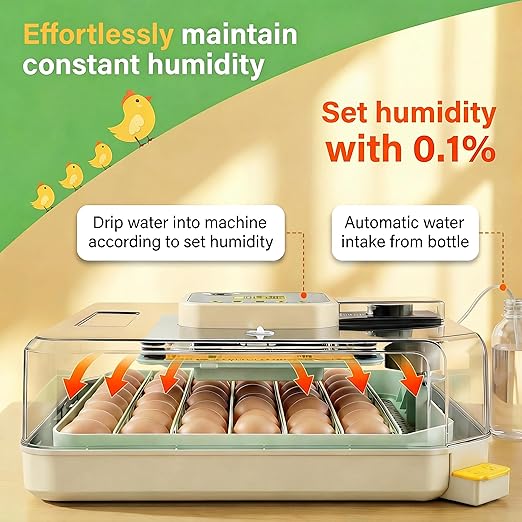 Sailnovo 48 Egg Incubator for Hatching Eggs with Precise Temp & Humidity Control,Auto Egg Turning, 360°Viewing, Egg Candler,Incubator for Chicken Eggs/Duck/Quail/Turkey,Ideal for Farm/School/Lab,Green