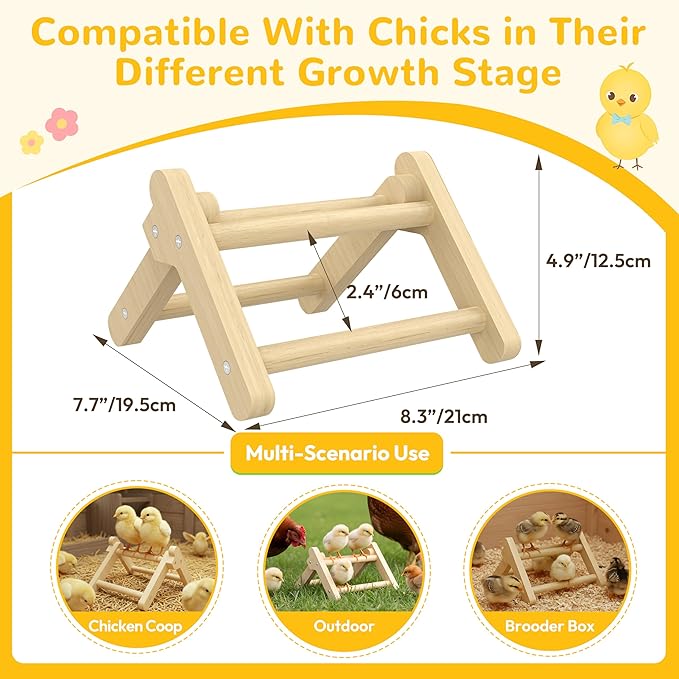 Innoland Chick Perch Foldable, Chick Toys Stable & No Assemble, Baby Chick Toys for Stand Training, 8.27" × 7.68" × 4.92" Roosting Perch for Chicks Brooder | Coop (S)