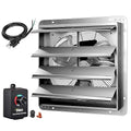 Simple Deluxe 16 Inch Wall Mounted Shutter Exhaust Fan with Speed Controller and Power Cord Kit, Aluminum, 1200 CFM, 1550 RPM, for Attic, Garage, Louvered Vent, Plant, Greenhouse, Silver