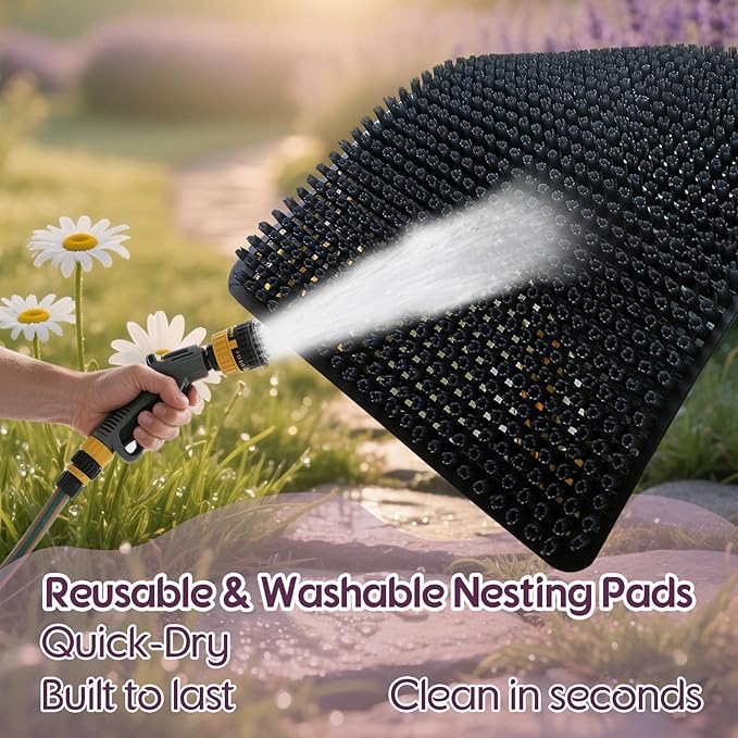 Washable Nesting Pads for Chicken Coop, Chicken Nesting Boxes for Laying Eggs, Laying Pads for Hens, Reusable Nest Mats, Black 4 Count