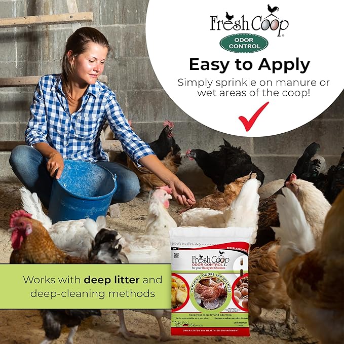 Progressive Planet Fresh Coop Odor Control, 20lbs - Ammonia Neutralizer & Moisture Absorption for Poultry - Food-Grade Diatomaceous Earth & Citric Acid - Extends Bedding Life & Improves Freshness