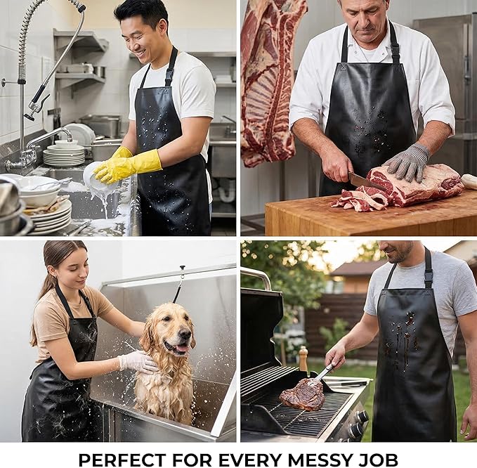 Homsolver Heavy Duty Vinyl Waterproof Apron for Unisex Adult, Ultra Lightweight, Chemical Resistant Industrial Work Apron