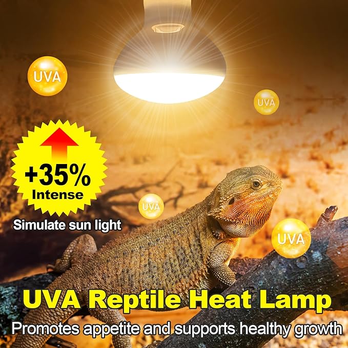 MIXJOY 100W Reptile Heat Lamp Bulb Combo, 2PCS Day & Night Reptile Heat Bulbs, UVA Daylight Intense Heat Basking Bulb Infrared Heat Light Bulb for Reptiles, Lizard, Tortoise, Bearded Dragon Chickens