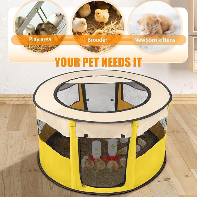 Chicken Brooder Box for Chick Starter Kit - 2026 Upgrade XL (Extra Large) Double Door Chick Brooder Pen//Holds Up to 20 Baby Chicks, Ducklings, Quail(Yellow)