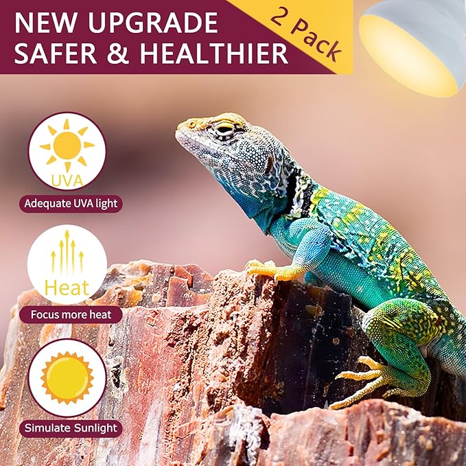 150W Reptile Heat Lamp Bulb 2 Pack,Basking Spot Lamp Bulb for Reptiles & Amphibians，Reptile Daylight Heat Bulb for Bearded Dragon, Lizard, Turtle