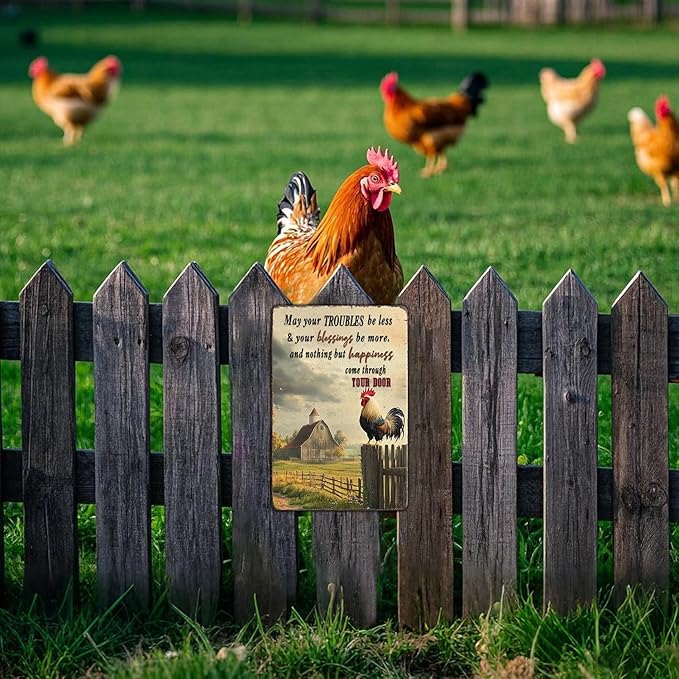 Rooster Kitchen Wall Decor Chicken Metal Signs Farm Rooster Crowing Sign Chicken Decor Welcome To My Mother Kitchen Home Fence Wall Decor 12x8 Inch Vintage Chicken Coop Tin Poster