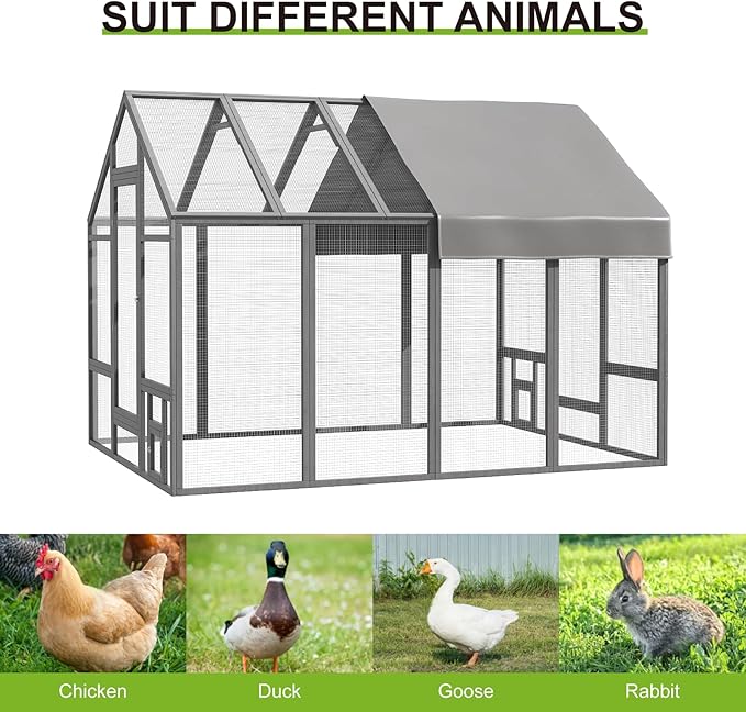 Chicken Coop Chicken Run,Wooden Large Chicken Coop, Chicken Runs for Yard with Cover, Outdoor Duck Coop, Duck Houses for Outside Farm Backyard