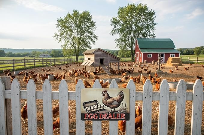 Local Egg Dealer Funny Chicken Coop Sign Farm Fresh Eggs Aluminum Sign Humorous Poultry Farm Decor Gift for Chicken Lovers Rustic Metal Sign 8x12 Inches Style-07