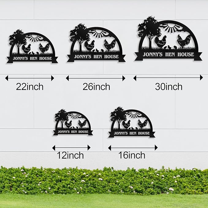 Personalized Chicken Coop Signs, Metal Funny Farm Decor, Chicken Coop Accessories, Metal Outdoor Wall Art, Custom Hen House Sign, Rustic Farmhouse Wall Decor for Farm Yard Garden Color05