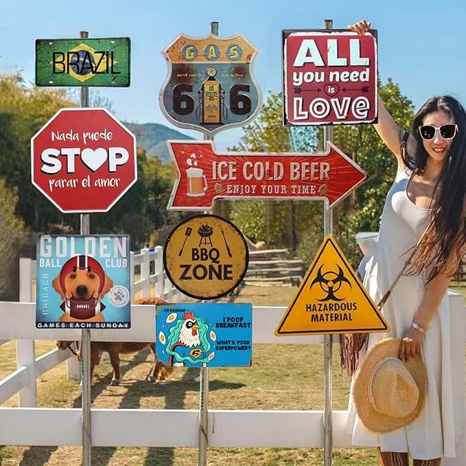 Funny Chicken Coop Accessories Funny Metal Signs Outdoor Chicken decor Farm Tin Signs Gifts For Lovers Men Women 8 * 12 Inch (Chicken Coop signs blue)