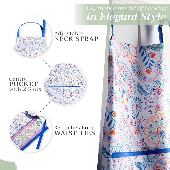 Maison d' Hermine 100% Cotton Apron for women with Pocket Kitchen Chef Apron for Men Cooking Easter Decorations