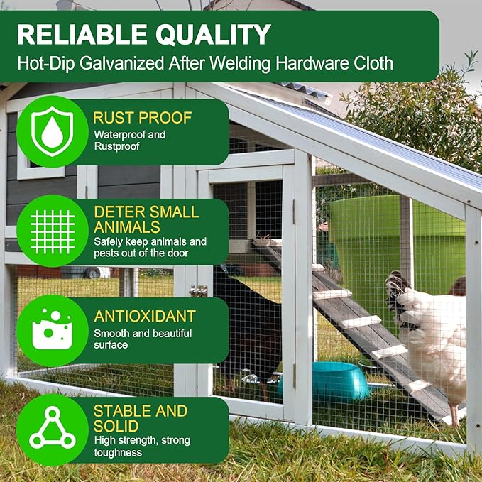 HOPERAN Hardware Cloth 1/2 Inch 36 x 50 ft - 19 Gauge Chicken Wire Fencing Mesh, Hot Dipped Galvanized After Welding, Wire Fence Rolls for Garden Fencing, Gopher Wire Rabbit Wire Poultry Netting