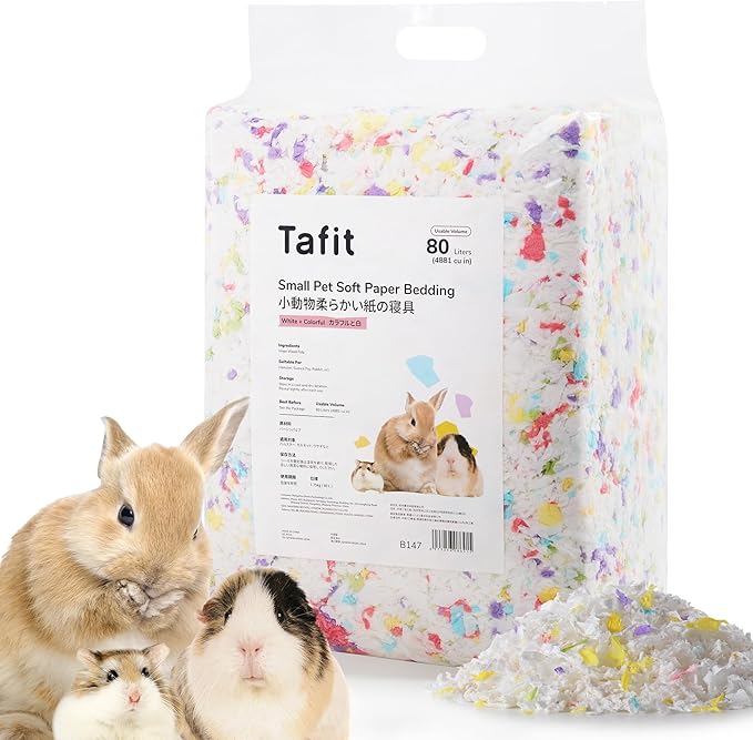 99% Dust-Free Soft Natural Paper Bedding with Odor Control, for Hamsters, Guinea Pigs, Rabbits, Chinchillas, Rats, Mice, Gerbils, Bunniess, Rodents, Small Animals - 80 Liters (Mixed Colors)