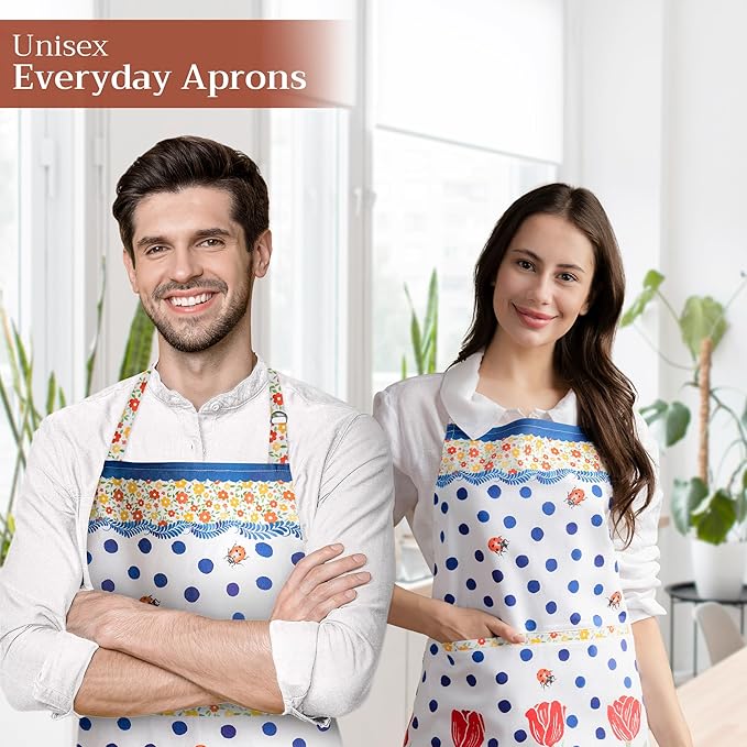 Maison d' Hermine 100% Cotton Apron for women with Pocket Kitchen Chef Apron for Men Cooking Easter Decorations