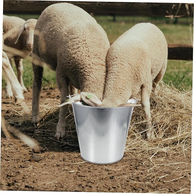 Sosoport Metal Waste Container for Poultry Feeding Iron Storage Bucket Handle for Kitchen Waste Collection for Chickens Multi-Purpose Sustainable Living