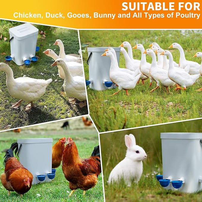 Chicken Water Cups 12 Pack, Automatic Filling Waterer Feeder Bowl, Gravity Poultry Watering System, Chicken Water Dispenser, Chicken Coop Accessories for Hens, Duck, Goose, Turkey (Blue)