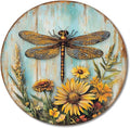 Dragonfly What A Wonderful World Flowers Tin Sign Round Metal Tin Sign for Home Farm House Rustic Garden Yard Vintage Outdoor Outside Porch Wreath Wall Funny Decor 12 Inch