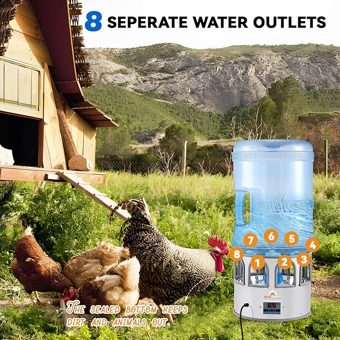 5 Gallon Chicken Waterer for Winter, Heated Chicken Waterer, Temp Controlling for Chickens, Ducks, Geese and Chicken Coop