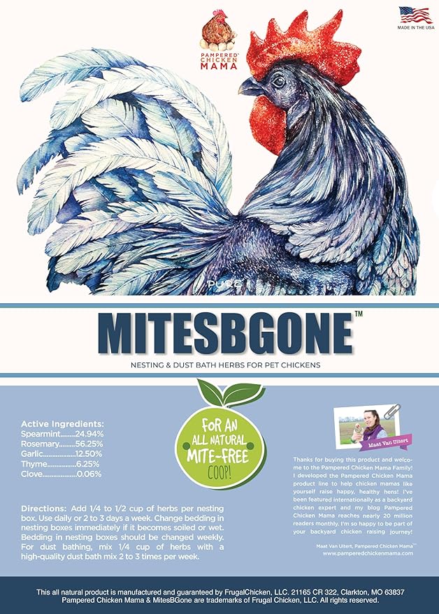 Pampered Chicken Mama Backyard Chicken Nesting Herbs 16 oz (1 lb) - MitesBGone All-Natural Backyard Chicken Feed & Supplies to Protect Against Pests, Bugs, Insects & Vermin - Nesting Blend for Hens