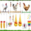 13 Pack Chicken Toys for Coop Accessories - Chicken Xylophone Toy, Chicken Mirror, Chicken Ladder Bridge, Coop Swing, Vegetable Hanging Chicken Feeder, Chewing Foraging Toys, Gifts for Hens