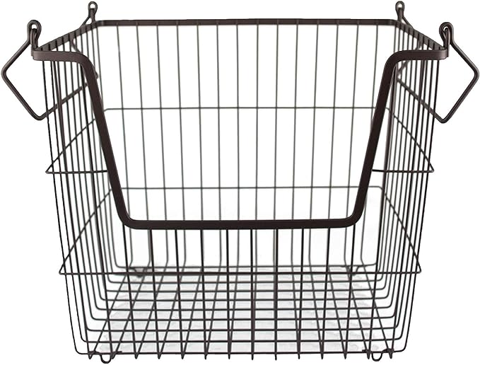 DII Metal Wire Mesh Stackable Utility Storage Bin, Large Rectangle, 13x10x11", Bronze